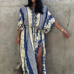 Loose H-Line V-Neck Bandage Snake-Print Cover-Up Swimwear