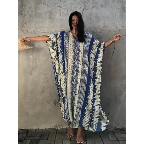 Loose H-Line V-Neck Bandage Snake-Print Cover-Up Swimwear Loose H-Line V-Neck Bandage Snake-Print Cover-Up Swimwear
