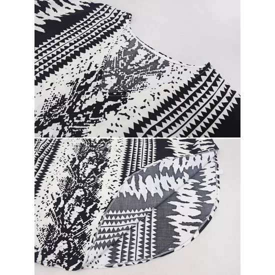 Loose H-Line V-Neck Bandage Snake-Print Cover-Up Swimwear Loose H-Line V-Neck Bandage Snake-Print Cover-Up Swimwear