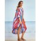 Striped Loose Pocket Cardigan Vacation Beach Cover-Up Swimwear