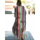 Striped Loose Pocket Cardigan Vacation Beach Cover-Up Swimwear Striped Loose Pocket Cardigan Vacation Beach Cover-Up Swimwear