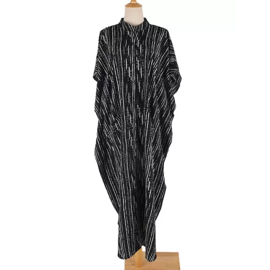 Striped Loose Pocket Cardigan Vacation Beach Cover-Up Swimwear Striped Loose Pocket Cardigan Vacation Beach Cover-Up Swimwear