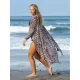 Leopard Split-Side Cardigan Vacation Beach Cover-Up Swimwear Leopard Split-Side Cardigan Vacation Beach Cover-Up Swimwear