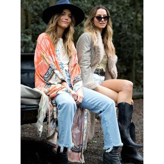 Rayon Floral Loose Caidigan Long Sleeve Beach Cover-Up Swimwear Rayon Floral Loose Caidigan Long Sleeve Beach Cover-Up Swimwear