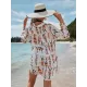 Cartoon Girl Print Long Sleeve Shirt-Style Beach Cover-Up Swimwear Cartoon Girl Print Long Sleeve Shirt-Style Beach Cover-Up Swimwear