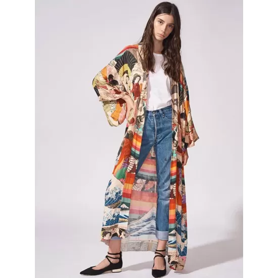 Quick-Drying Kimono Printing Loose Cardigan Cover-Up Swimwear Quick-Drying Kimono Printing Loose Cardigan Cover-Up Swimwear