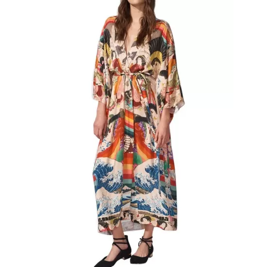 Quick-Drying Kimono Printing Loose Cardigan Cover-Up Swimwear Quick-Drying Kimono Printing Loose Cardigan Cover-Up Swimwear