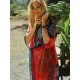 Chiffon Red And Blue Squares Print Loose Cover-Up Swimwear Chiffon Red And Blue Squares Print Loose Cover-Up Swimwear
