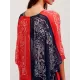 Chiffon Red And Blue Squares Print Loose Cover-Up Swimwear Chiffon Red And Blue Squares Print Loose Cover-Up Swimwear