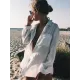 Simple Solid Color Button Long Sleeve Shirt-Style Cover-Up Swimwear Simple Solid Color Button Long Sleeve Shirt-Style Cover-Up Swimwear