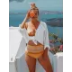 Simple Solid Color Button Long Sleeve Shirt-Style Cover-Up Swimwear Simple Solid Color Button Long Sleeve Shirt-Style Cover-Up Swimwear