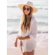 Simple Solid Color Button Long Sleeve Shirt-Style Cover-Up Swimwear Simple Solid Color Button Long Sleeve Shirt-Style Cover-Up Swimwear