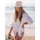 Simple Solid Color Button Long Sleeve Shirt-Style Cover-Up Swimwear Simple Solid Color Button Long Sleeve Shirt-Style Cover-Up Swimwear