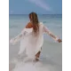 Simple Solid Color Button Long Sleeve Shirt-Style Cover-Up Swimwear Simple Solid Color Button Long Sleeve Shirt-Style Cover-Up Swimwear