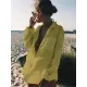 Simple Solid Color Button Long Sleeve Shirt-Style Cover-Up Swimwear Simple Solid Color Button Long Sleeve Shirt-Style Cover-Up Swimwear