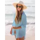 Simple Solid Color Button Long Sleeve Shirt-Style Cover-Up Swimwear Simple Solid Color Button Long Sleeve Shirt-Style Cover-Up Swimwear
