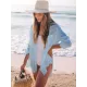Simple Solid Color Button Long Sleeve Shirt-Style Cover-Up Swimwear Simple Solid Color Button Long Sleeve Shirt-Style Cover-Up Swimwear
