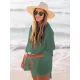 Simple Solid Color Button Long Sleeve Shirt-Style Cover-Up Swimwear Simple Solid Color Button Long Sleeve Shirt-Style Cover-Up Swimwear