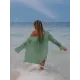 Simple Solid Color Button Long Sleeve Shirt-Style Cover-Up Swimwear Simple Solid Color Button Long Sleeve Shirt-Style Cover-Up Swimwear