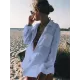 Simple Solid Color Button Long Sleeve Shirt-Style Cover-Up Swimwear Simple Solid Color Button Long Sleeve Shirt-Style Cover-Up Swimwear