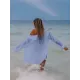 Simple Solid Color Button Long Sleeve Shirt-Style Cover-Up Swimwear Simple Solid Color Button Long Sleeve Shirt-Style Cover-Up Swimwear