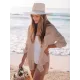 Simple Solid Color Button Long Sleeve Shirt-Style Cover-Up Swimwear Simple Solid Color Button Long Sleeve Shirt-Style Cover-Up Swimwear