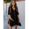 Half Sleeve V-Neck Button Loose Cover-Up Swimwear