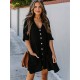 Half Sleeve V-Neck Button Loose Cover-Up Swimwear Half Sleeve V-Neck Button Loose Cover-Up Swimwear