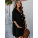Half Sleeve V-Neck Button Loose Cover-Up Swimwear Half Sleeve V-Neck Button Loose Cover-Up Swimwear