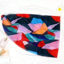 Stylish Contrast Color Chiffon Beach Cover-Up Swimwear