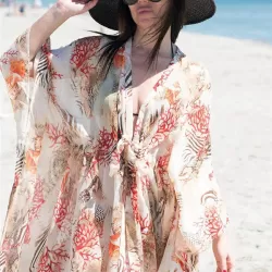 Chiffon Printed Loose Thin Cardigan Vacation Cover-Up Swimwear