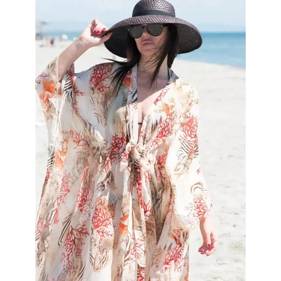 Chiffon Printed Loose Thin Cardigan Vacation Cover-Up Swimwear Chiffon Printed Loose Thin Cardigan Vacation Cover-Up Swimwear