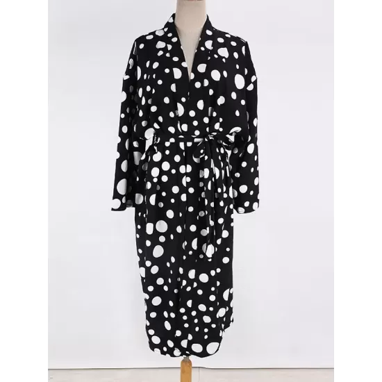 Polka-Dot Print Loose Cardigan Beach Cover-Up Swimwear Polka-Dot Print Loose Cardigan Beach Cover-Up Swimwear