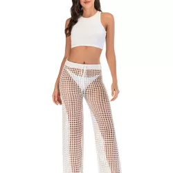 Sexy See-Through Crochetgo Hollow Beach Trousers Cover-Ups