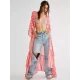 Plaid Chiffon Long-Sleeves Cover-Up Swimwear Plaid Chiffon Long-Sleeves Cover-Up Swimwear