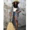 Leaves Printed Cardigan Half-Sleeves Cover-Up Swimwear