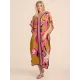 Short Sleeve Floral V-Neck Long Gown Cover-Up Swimwear Short Sleeve Floral V-Neck Long Gown Cover-Up Swimwear