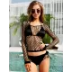 Solid Hollow Long-Sleeves Cover-Up Top+ Hollow Cover-Up Bottom Solid Hollow Long-Sleeves Cover-Up Top+ Hollow Cover-Up Bottom