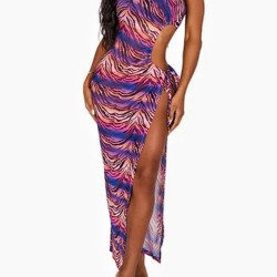 Floral Printed Hollow U-Neck Cover-Up