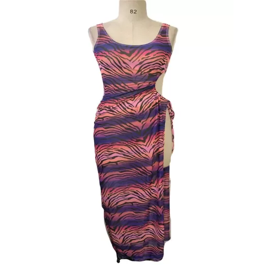 Floral Printed Hollow U-Neck Cover-Up Floral Printed Hollow U-Neck Cover-Up