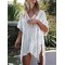 Loose Hollow Vacation Half Sleeve V Neck Beach Cover-Ups