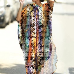 Animal Printed Loose Pocket Cardigan Vacation Beach Cover-Up Swimwear