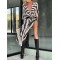Sexy Zebra Pattern  Half Sleeve Wide Belt Cover-Ups Tops