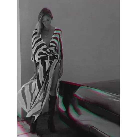 Sexy Zebra Pattern Half Sleeve Wide Belt Cover-Ups Tops Sexy Zebra Pattern Half Sleeve Wide Belt Cover-Ups Tops