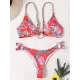 Three-Piece Floral Print Bandage Tie Side Bikini Swimwear Three-Piece Floral Print Bandage Tie Side Bikini Swimwear