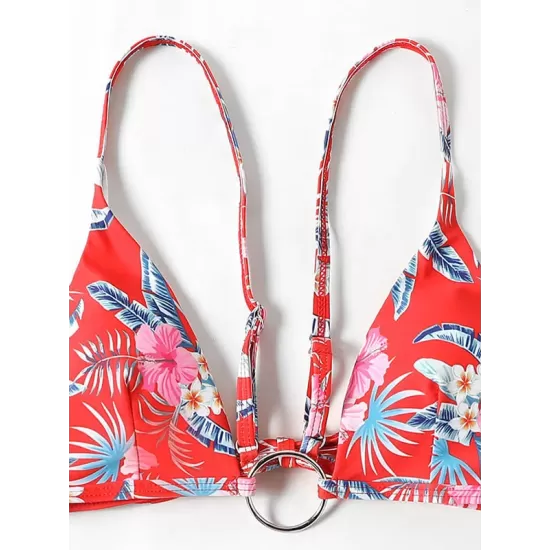 Three-Piece Floral Print Bandage Tie Side Bikini Swimwear Three-Piece Floral Print Bandage Tie Side Bikini Swimwear