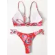 Three-Piece Floral Print Bandage Tie Side Bikini Swimwear Three-Piece Floral Print Bandage Tie Side Bikini Swimwear