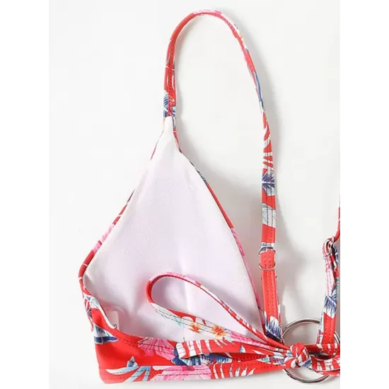 Three-Piece Floral Print Bandage Tie Side Bikini Swimwear Three-Piece Floral Print Bandage Tie Side Bikini Swimwear