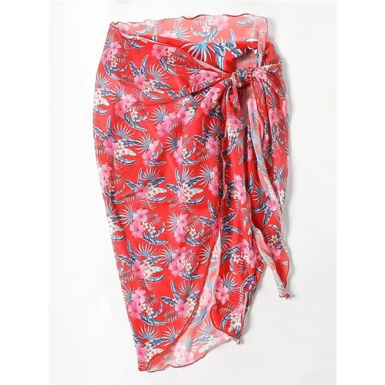 Three-Piece Floral Print Bandage Tie Side Bikini Swimwear Three-Piece Floral Print Bandage Tie Side Bikini Swimwear