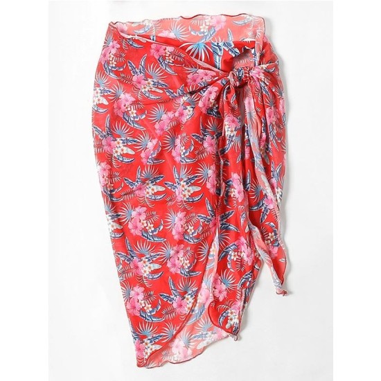 Three-Piece Floral Print Bandage Tie Side Bikini Swimwear Three-Piece Floral Print Bandage Tie Side Bikini Swimwear